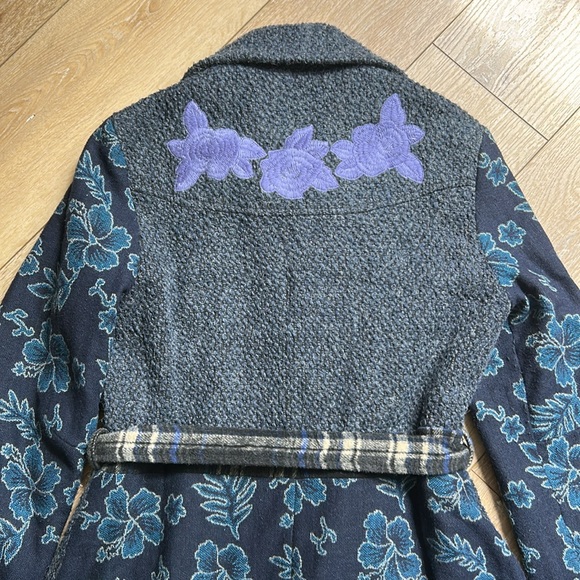 Sacred Threads Multicolor Floral Patchwork Boho Button-Up Coat Size L Junior - Picture 8 of 11